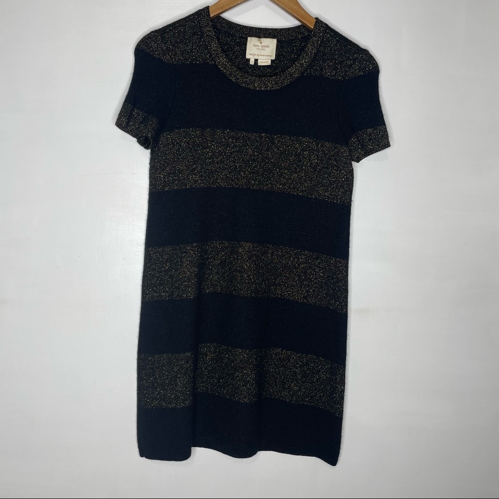 Kate Spade Black and Gold Freyda knit sweater dress